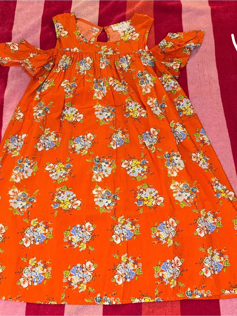 Matilda, Jane, girl, size 14 Orange Floral Cold-Shoulder Dress